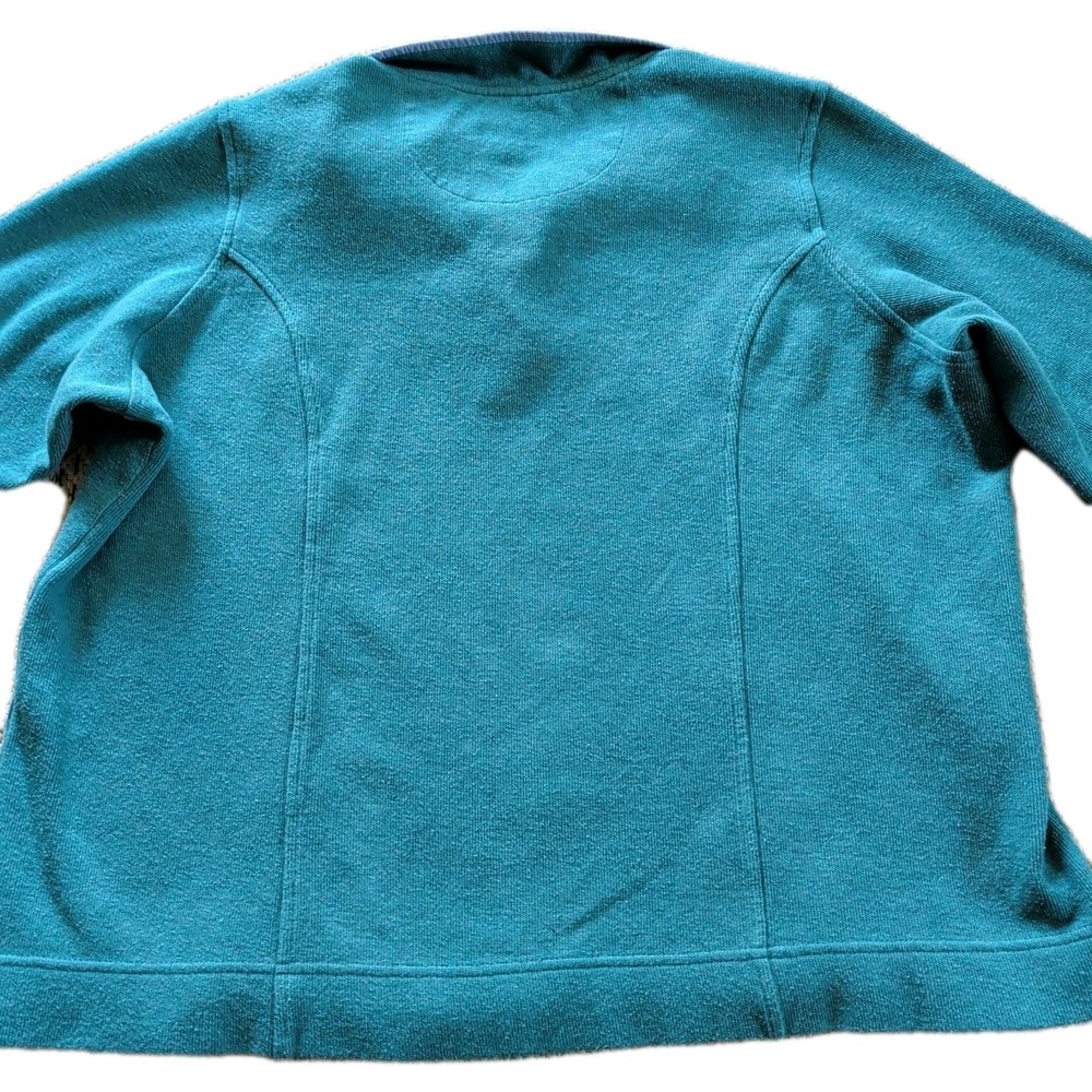 Vintage 90s Orvis Made in USA 100% Cotton Quarter-Zip Sweater Light Blue Cottage - Picture 3 of 10